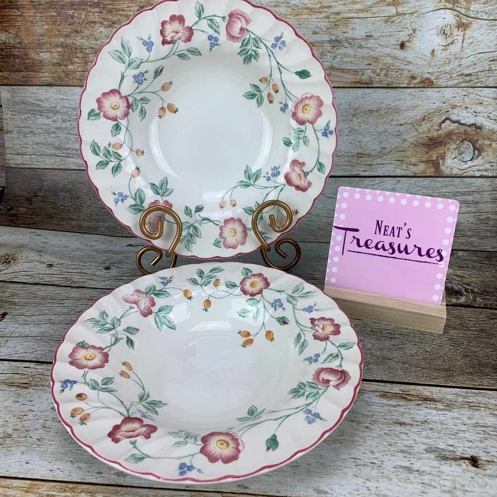 Churchill BRIAR ROSE Pink Floral Trim Swirl Bowls